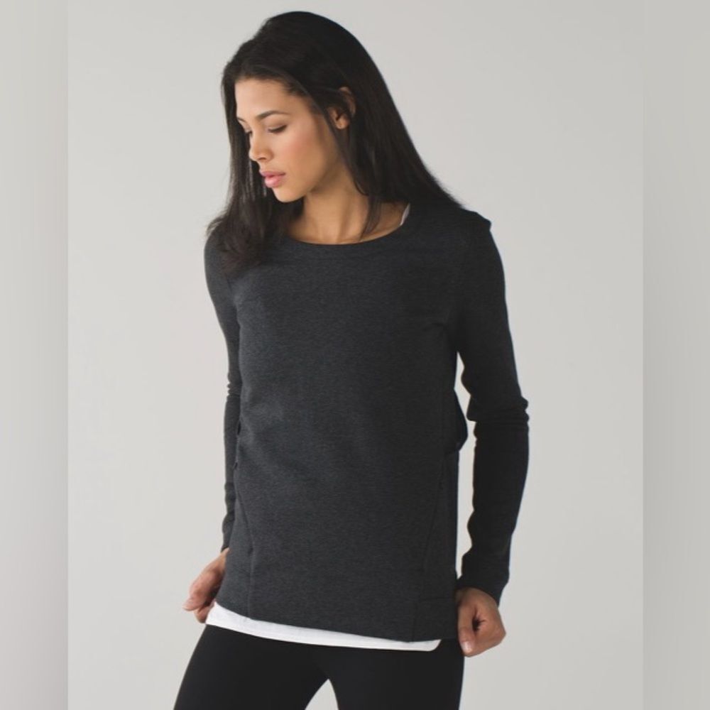 LULULEMON ATHLETICA &Go Endeavor Long Sleeve Sweatshirt in Heathered Black - Picture 1 of 12